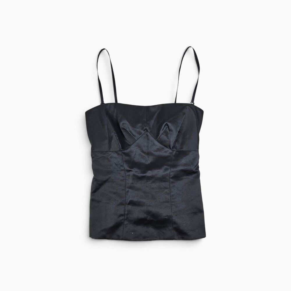 Y2k Euro Black Cami Top Intimissimi Satin - Size Medium - Picture 1 of 5